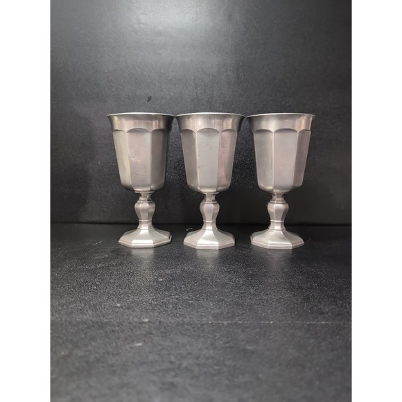 Gorham Octette Pewter Water Goblets Set, Vintage Pewter Goblets 8 oz, Set Of 3 - Picture 1 of 10
